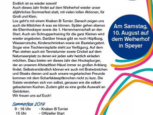 Alljährliches Sommerfest am 10. August
