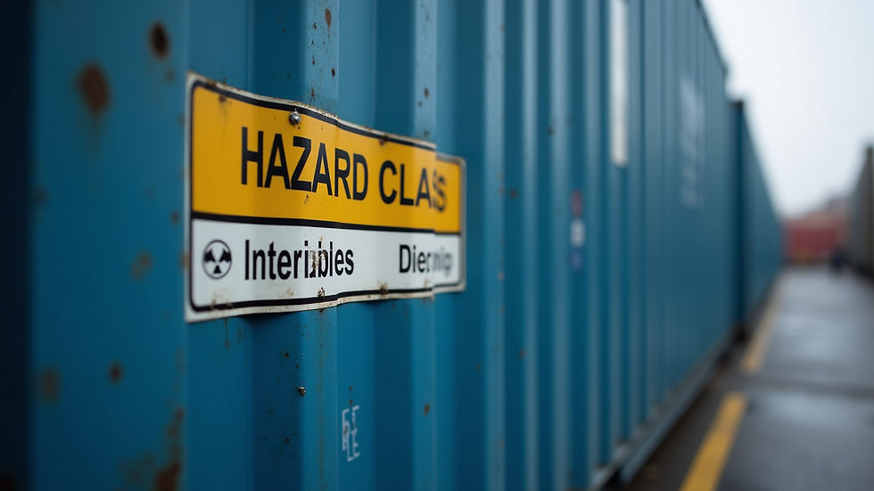 Close-up view of hazard class labels on a shipping container