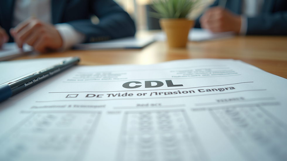Close-up view of a CDL manual and practice test materials on a desk