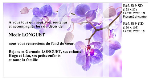 carte condoléances deuil orchidée violette roanne