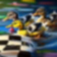 LidGlass_Baby_Duck_Racing_in_a_river_Multiple_ducks_watching_on_80d2a028-5449-41c8-9d78-ef
