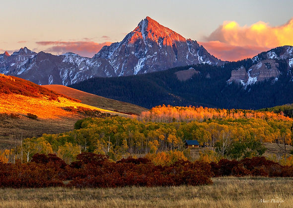 fall, autumn, mountains, sunset, colorado, cabin, snow, Telluride