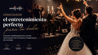 areja de recién casados celebrando mientras una banda en vivo y un espectáculo de iluminación animan la pista durante una elegante recepción de boda.