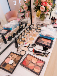 Assorted makeup at glam party