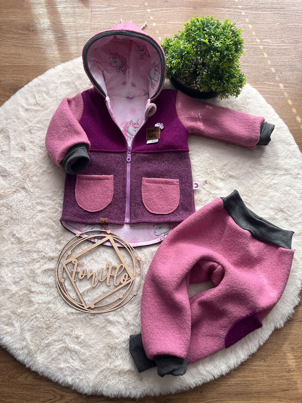 Walkjacke&Hose 86 Pink Lila Einhorn