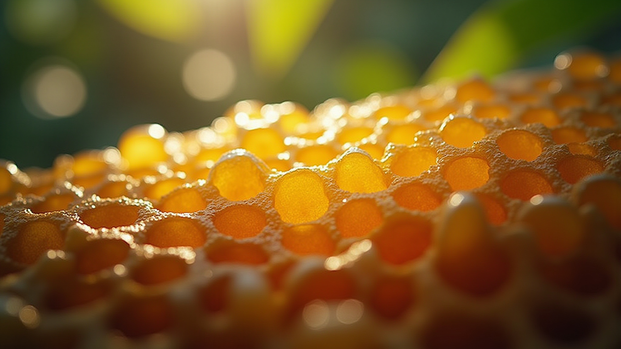 Raw honeycomb harvested from untreated honey bee colonies