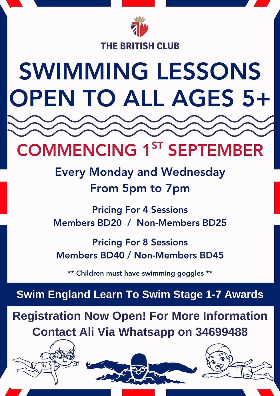 SWIMMING LESSONS - All ages 5+