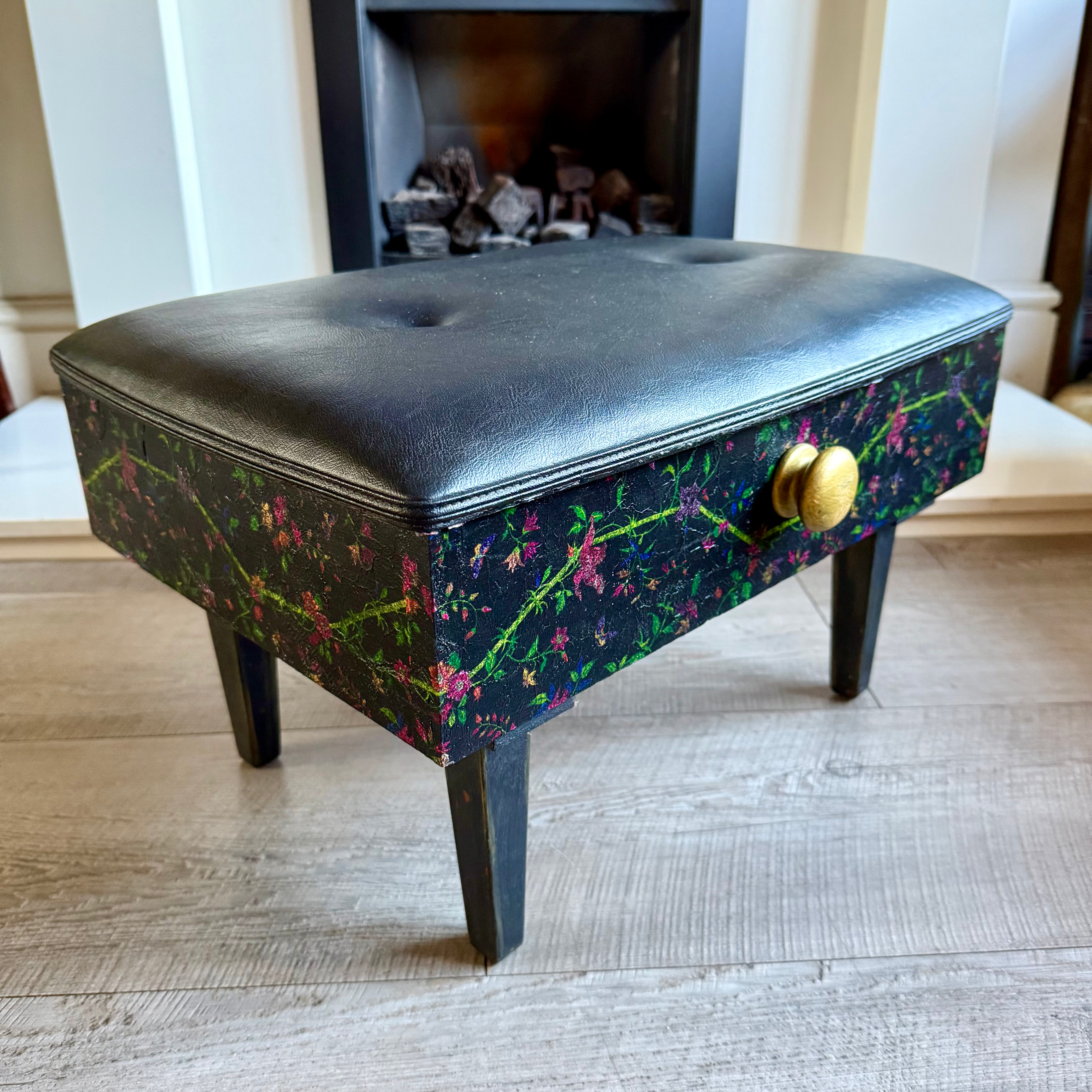 Midcentury sewing box on legs