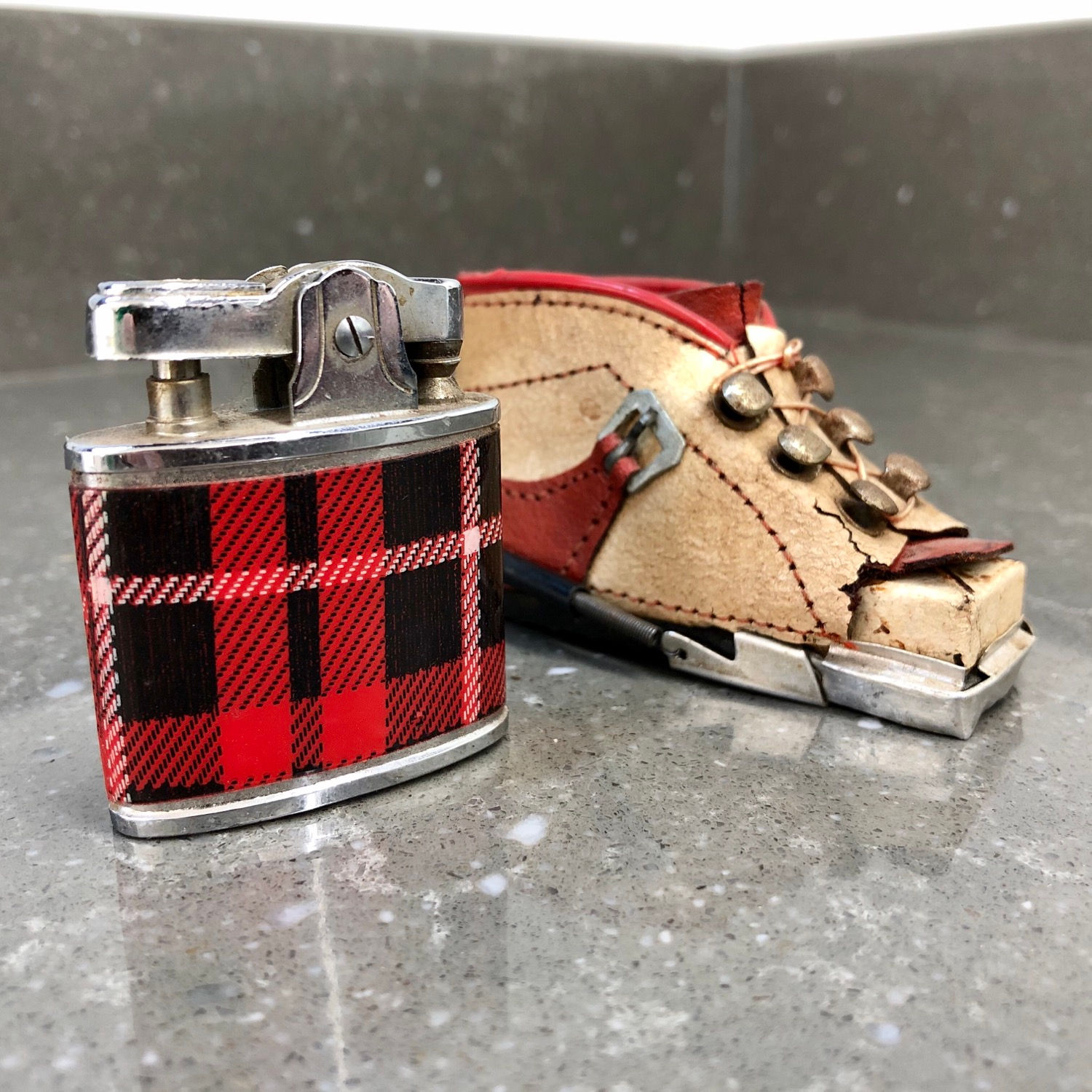 VINTAGE MINIATURE TARTAN LIGHTER IN BOOT