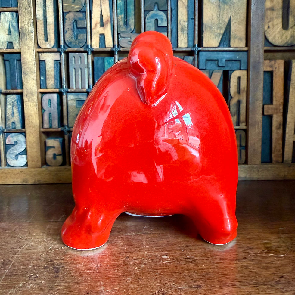 Thumbnail: Large vintage bright red piggy bank