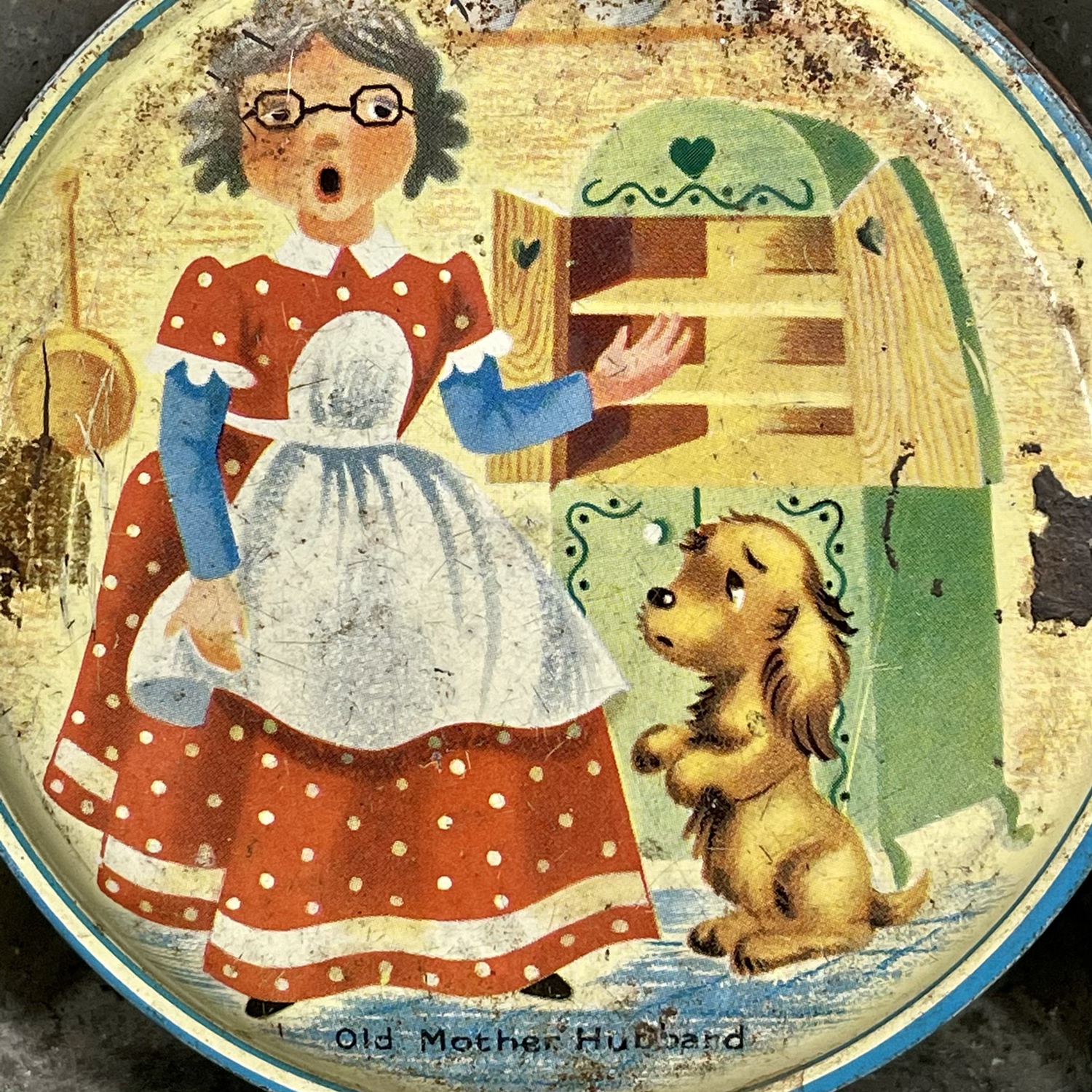 VINTAGE TOFFEE TIN. OLD MOTHER HUBBARD