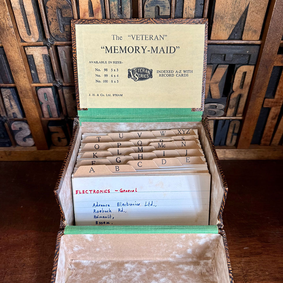Thumbnail: Vintage Memory Maid index card box with pre-filled cards