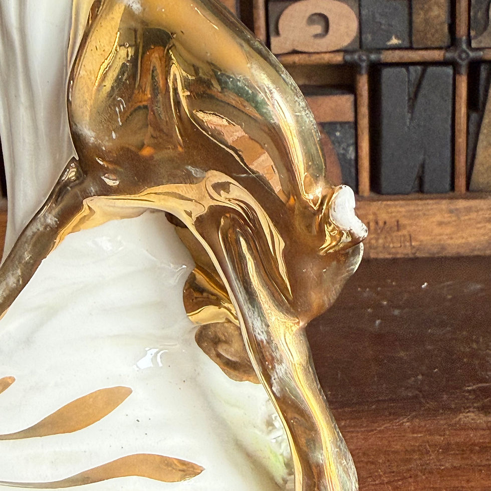Thumbnail: Vintage Midcentury SICAS mantle vase featuring gold leaf deer