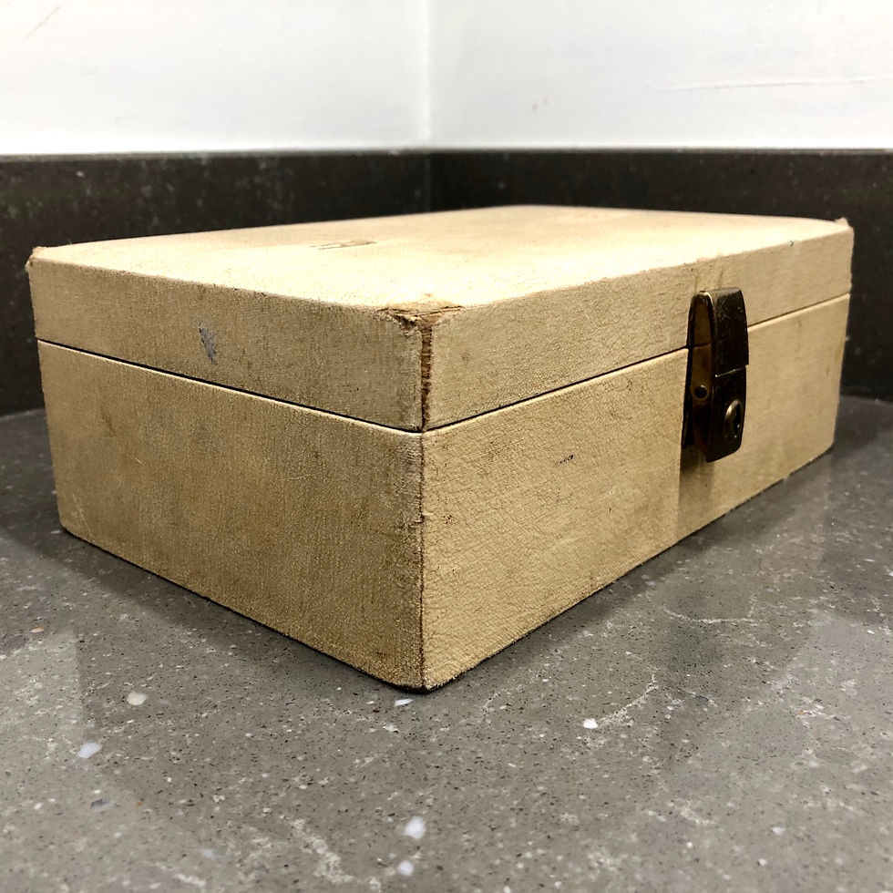 Thumbnail: VINTAGE CREAM VINYL JEWELLERY CASE 1950s