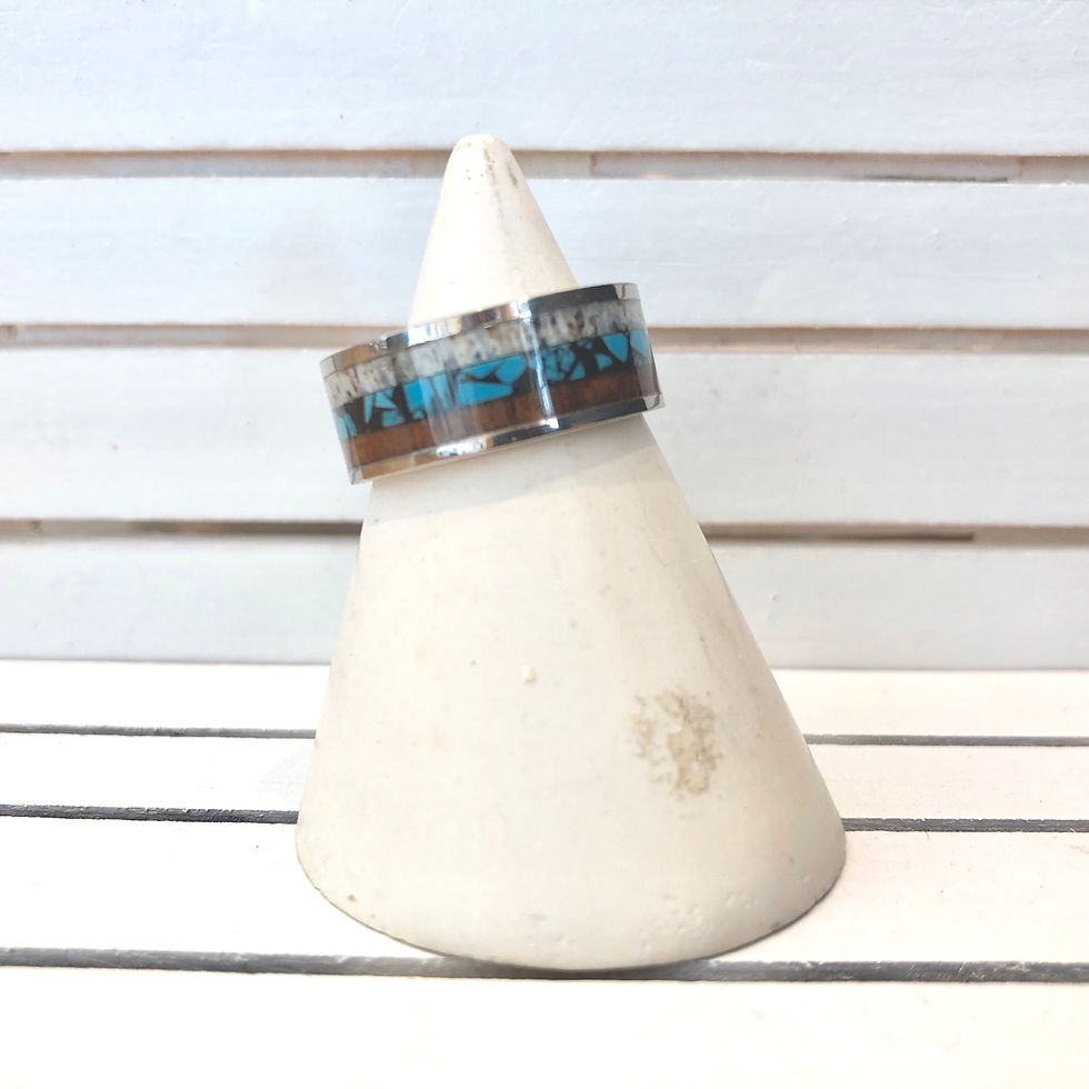 Thumbnail: TITANIUM AND WOOD INLAY RING. Size L/M