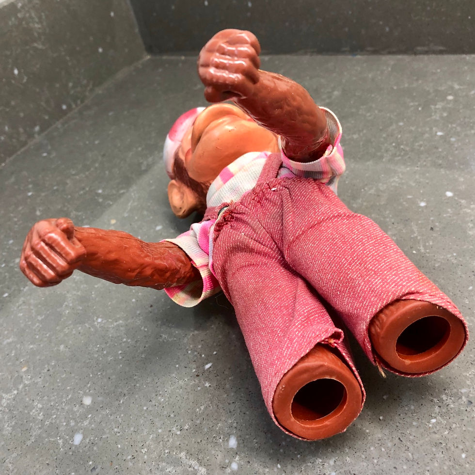 Thumbnail: VINTAGE 1960s TERRIFYING RUBBER MONKEY PIGGY BANK 