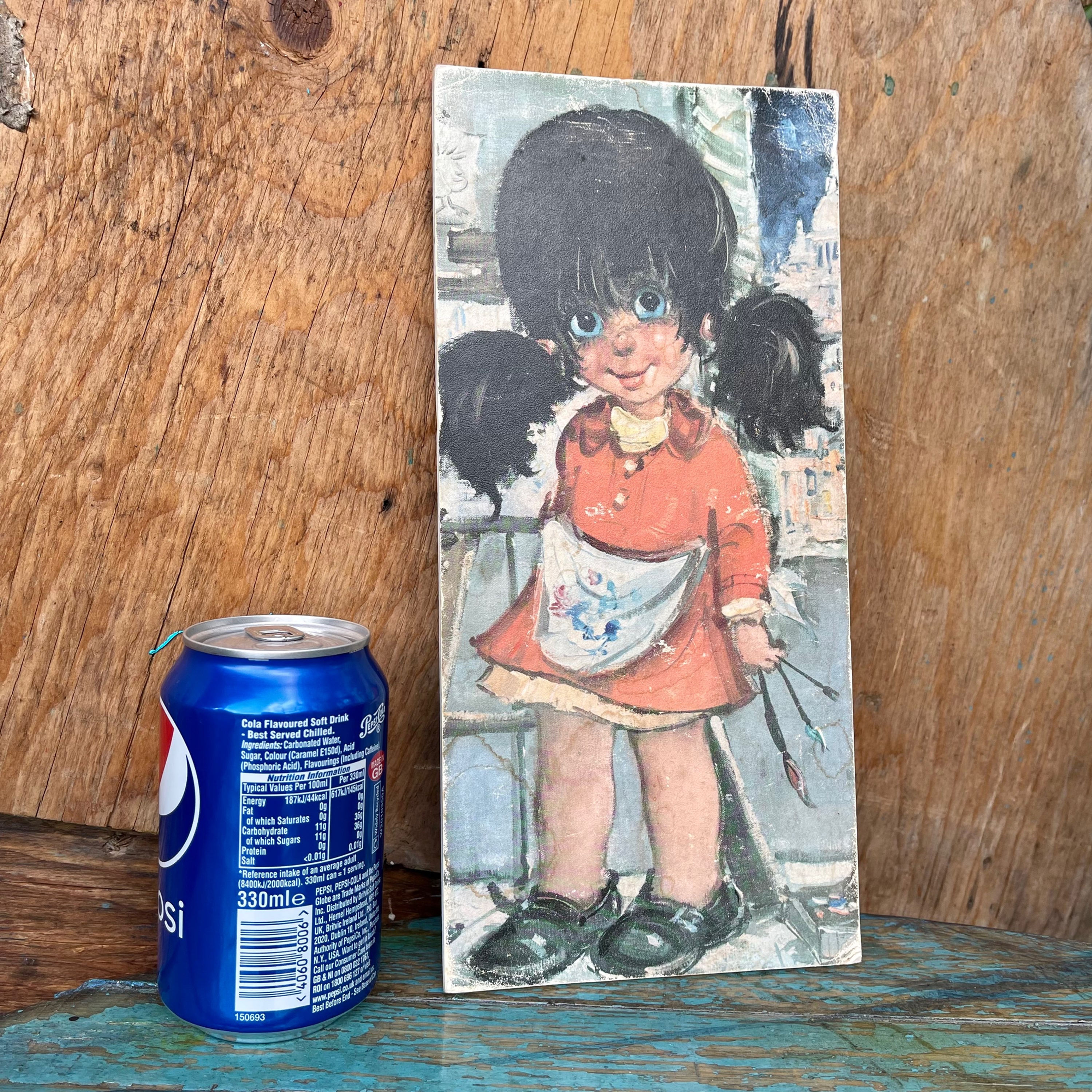 Vintage Big Eyes girl print. The Little Artist