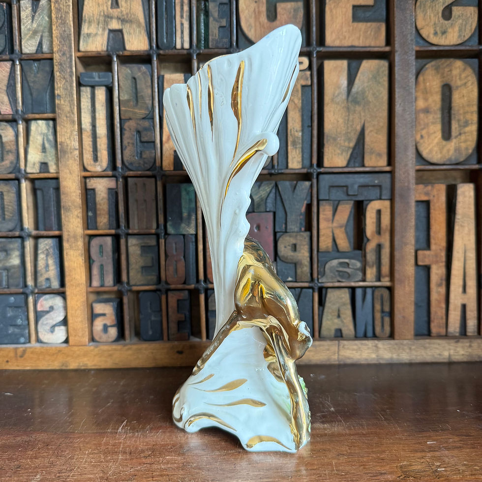 Thumbnail: Vintage Midcentury SICAS mantle vase featuring gold leaf deer