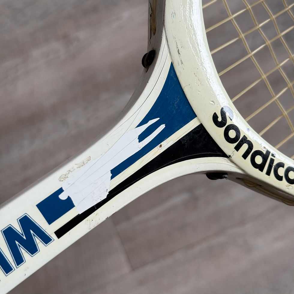 Thumbnail: Vintage wooden Sondico White Wing tennis racket