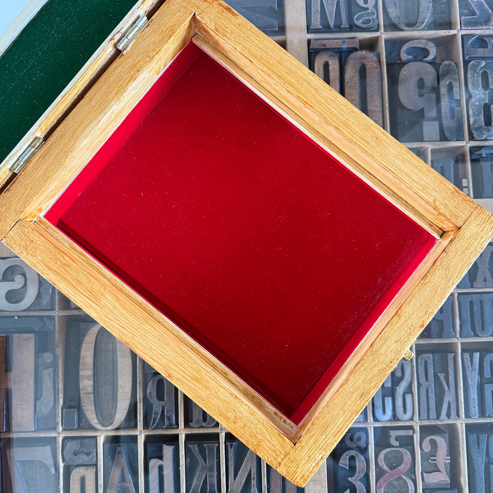 Thumbnail: Vintage scratch built wooden jewellery box with drawer and 9 compartments 