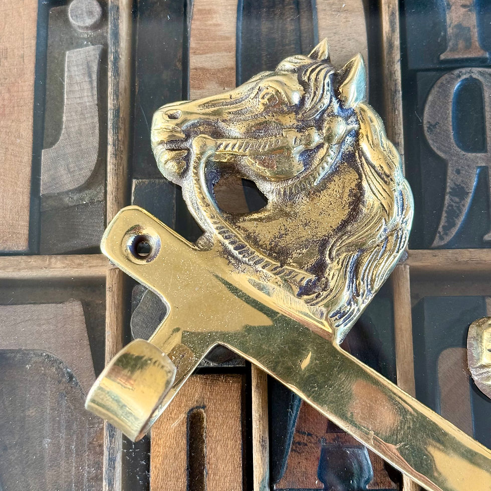 Thumbnail: Vintage equestrian style double brass coat hook
