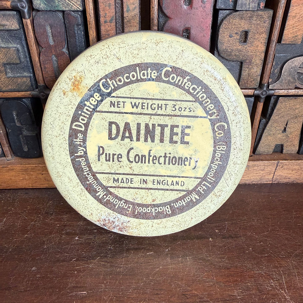Thumbnail: Vintage Daintee astronaut and rocket sweetie tin