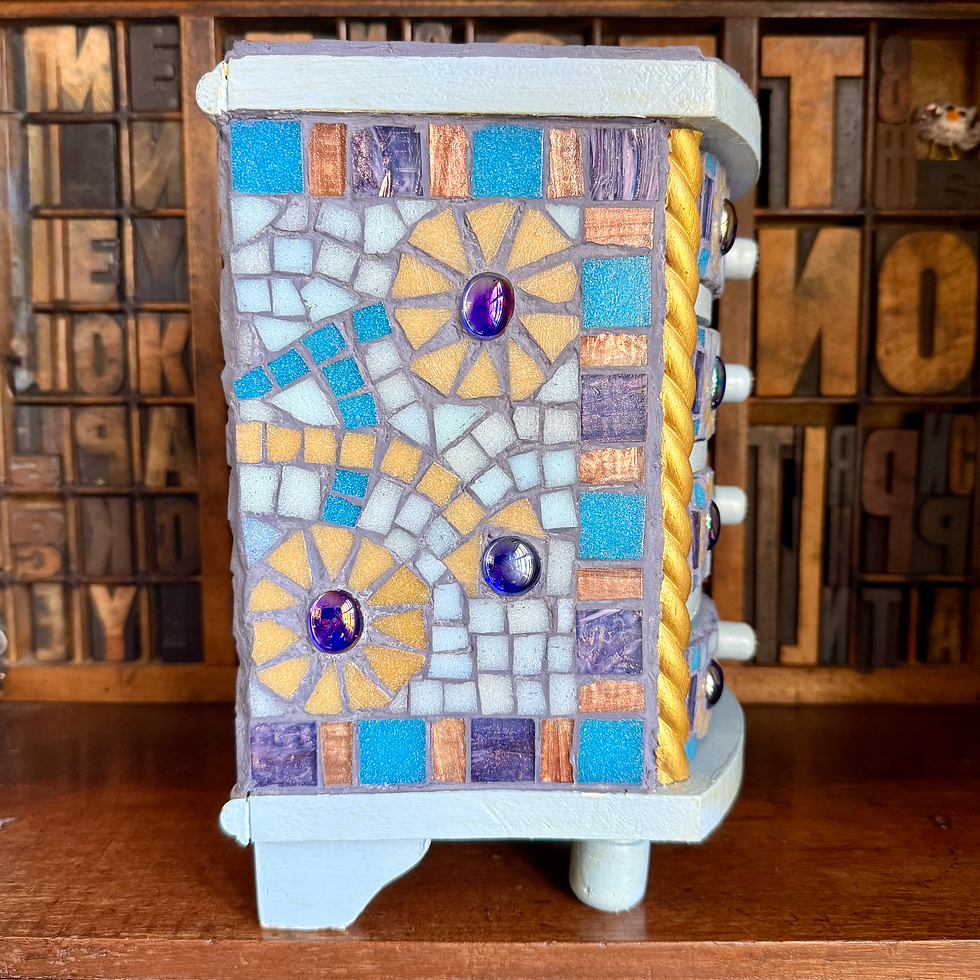 Thumbnail: Large vintage jewellery box with mosaic design