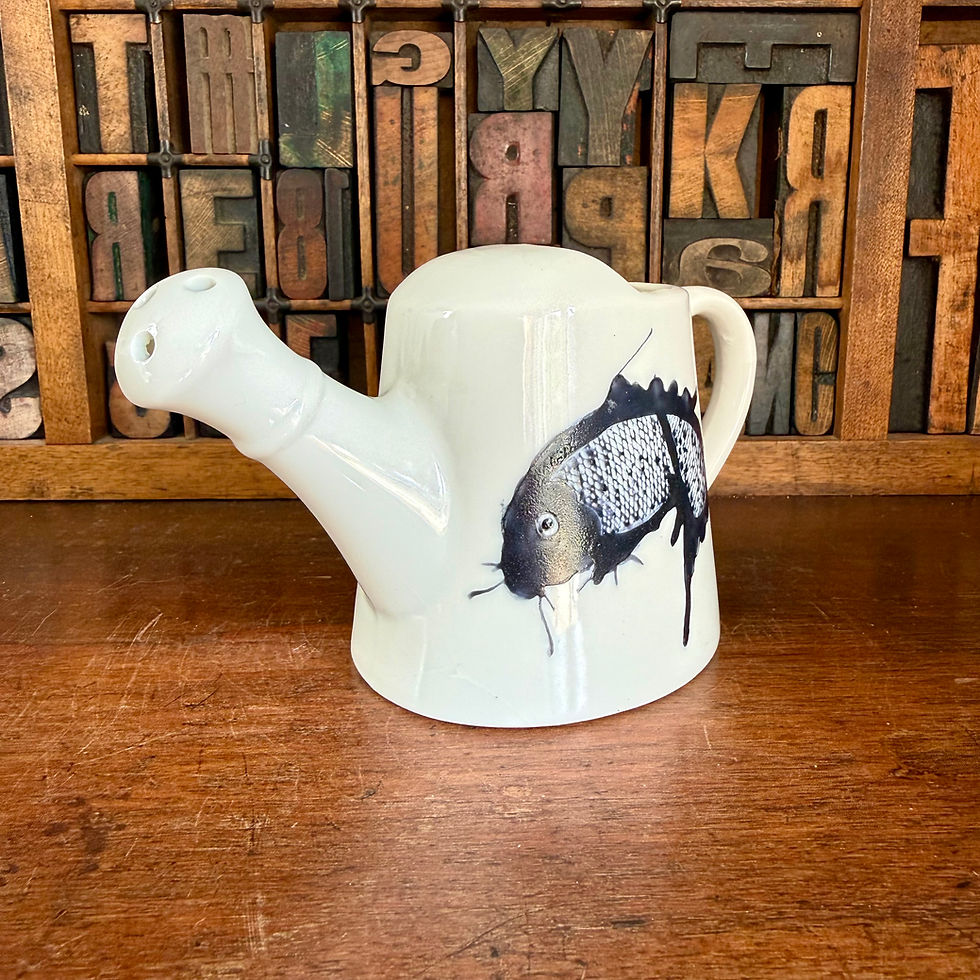 Thumbnail: Small white ceramic jug with koi carp 