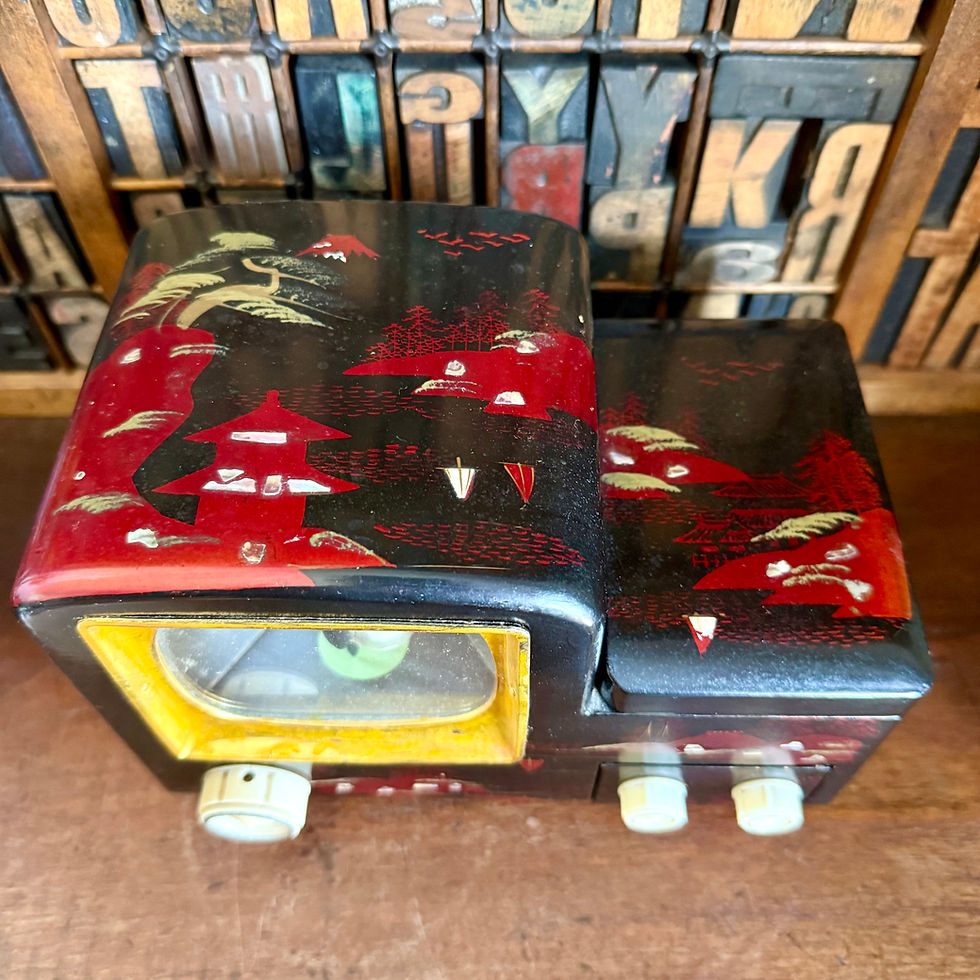 Thumbnail: Vintage Japanese music box, tv shaped with dancing couple