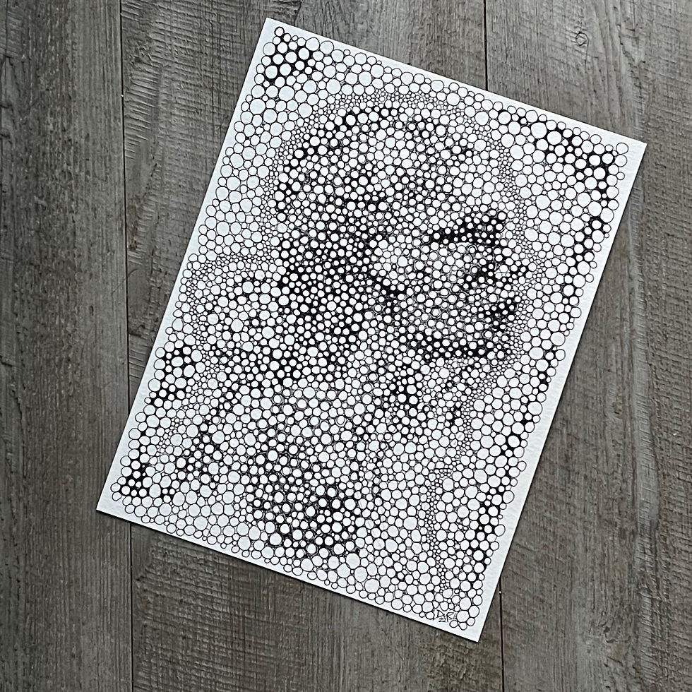 Thumbnail: Original ink graphic doodle. Portrait in circles