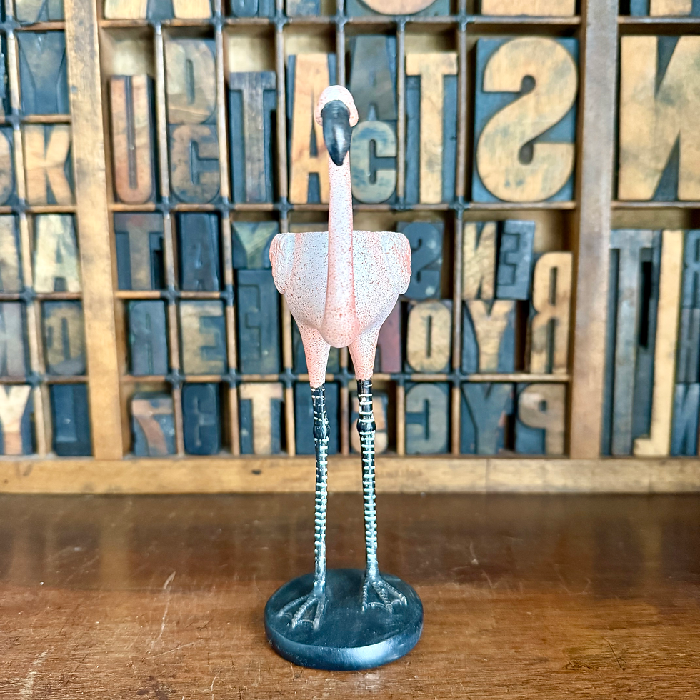 Thumbnail: Vintage style pink flamingo tea light holder