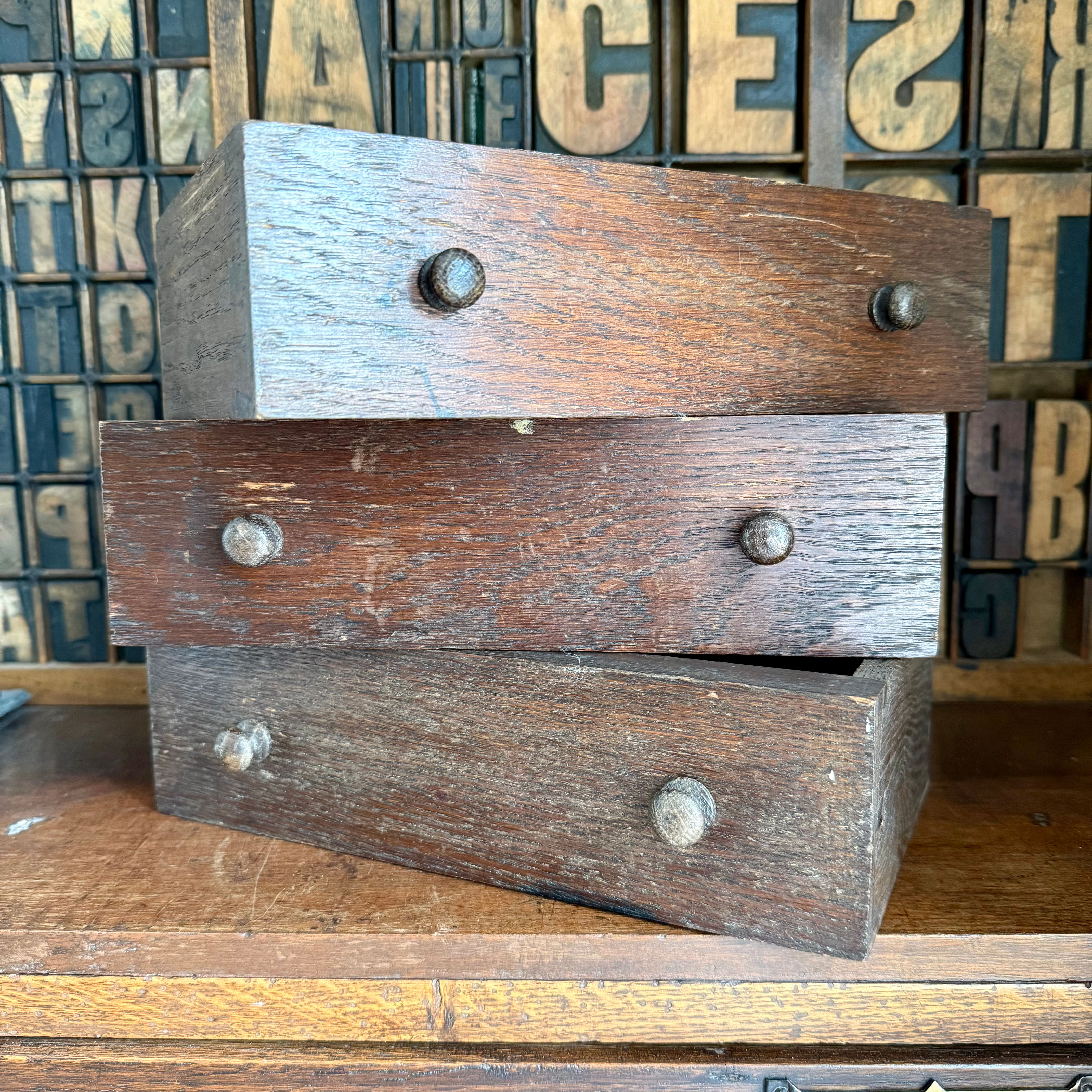 Set of three vintage replacement drawers 