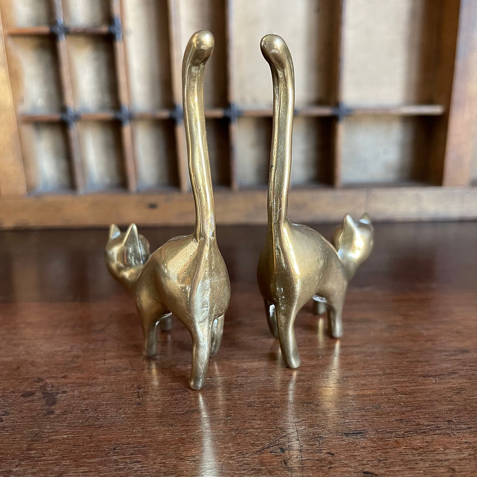 Thumbnail: Pair of miniature vintage brass cats