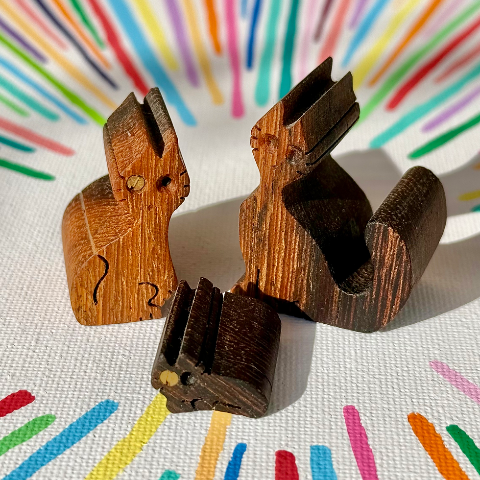 Thumbnail: Set of 3 handmade wooden cats with secret compartments 
