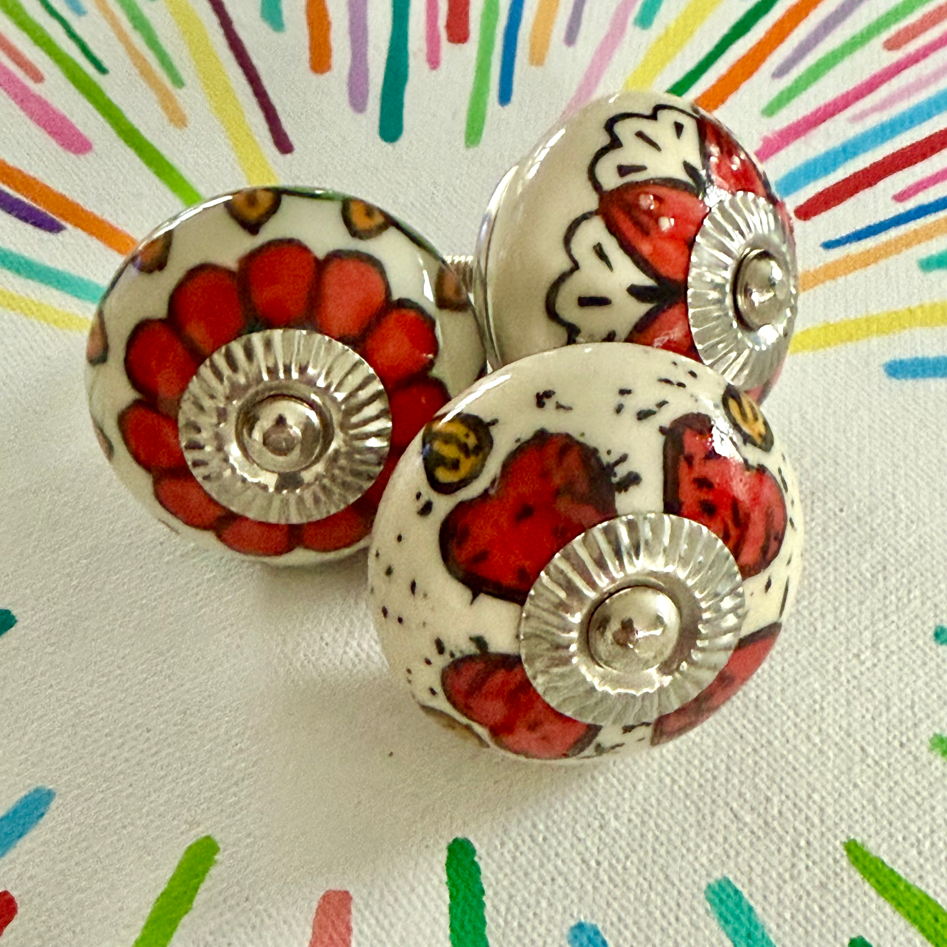 Set of 3 vintage replacement ceramic knobs