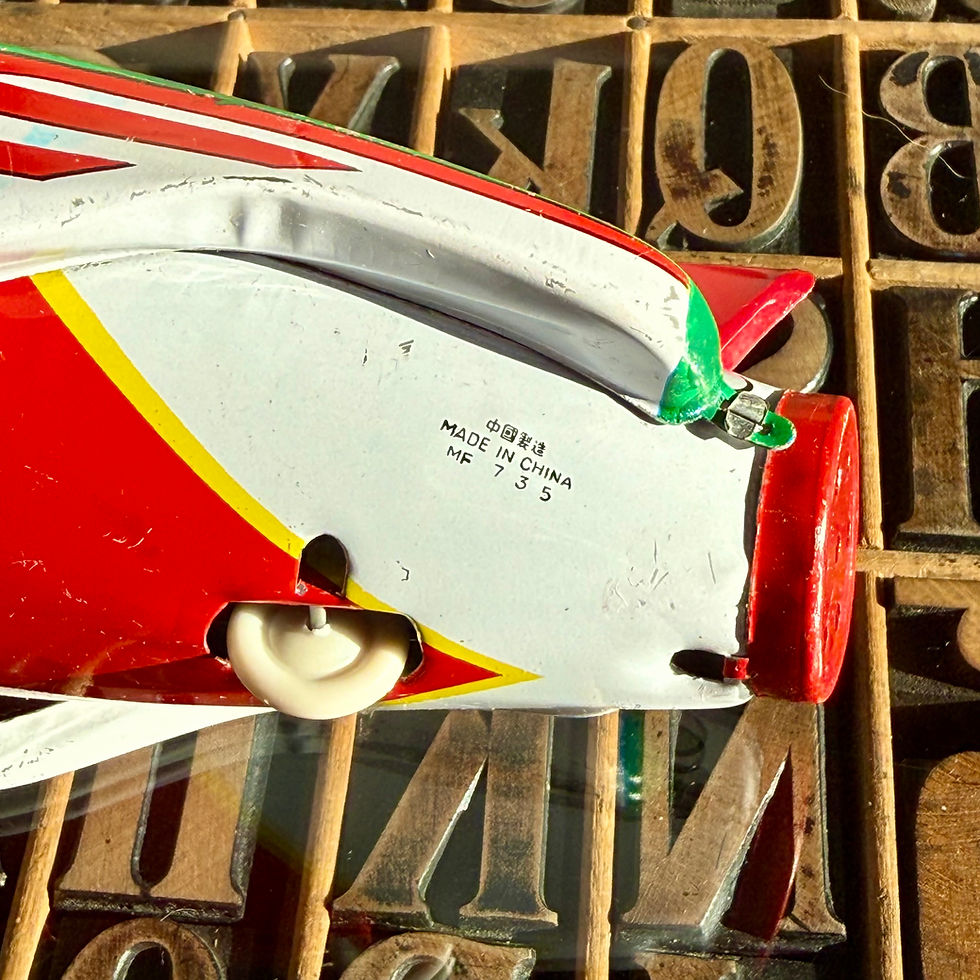 Thumbnail: Vintage tinplate friction rocket toy in original box 