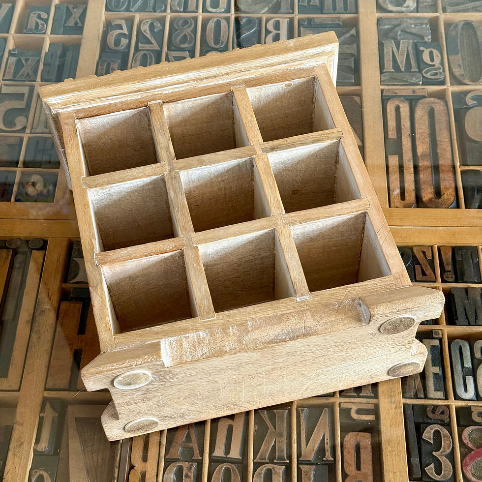 Thumbnail: Small vintage 9 section pigeon hole display case