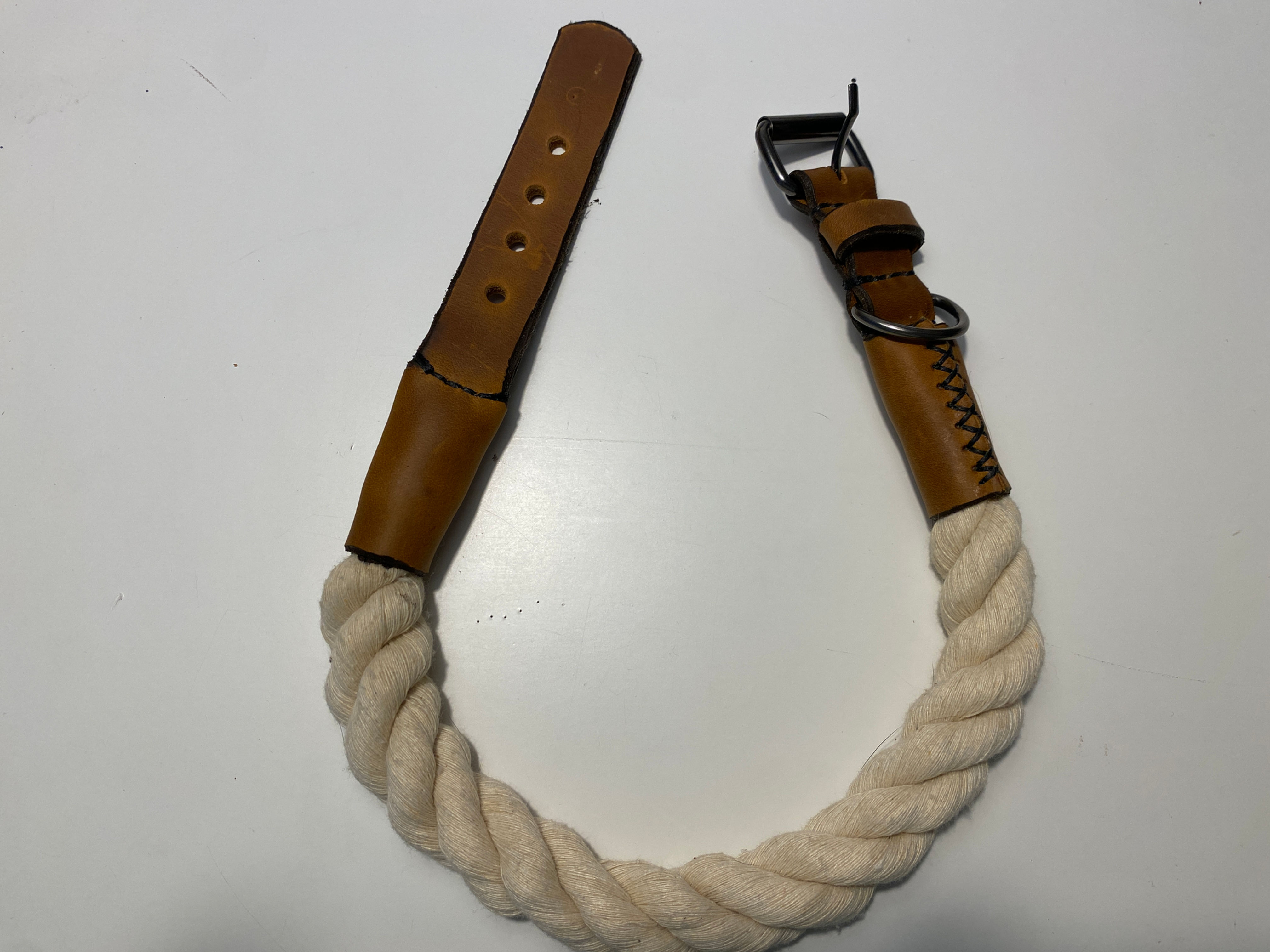 Hundehalsband aus Leder und Baumwolltau, handgefertigt, robust