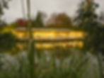 The Lake House exterior at night