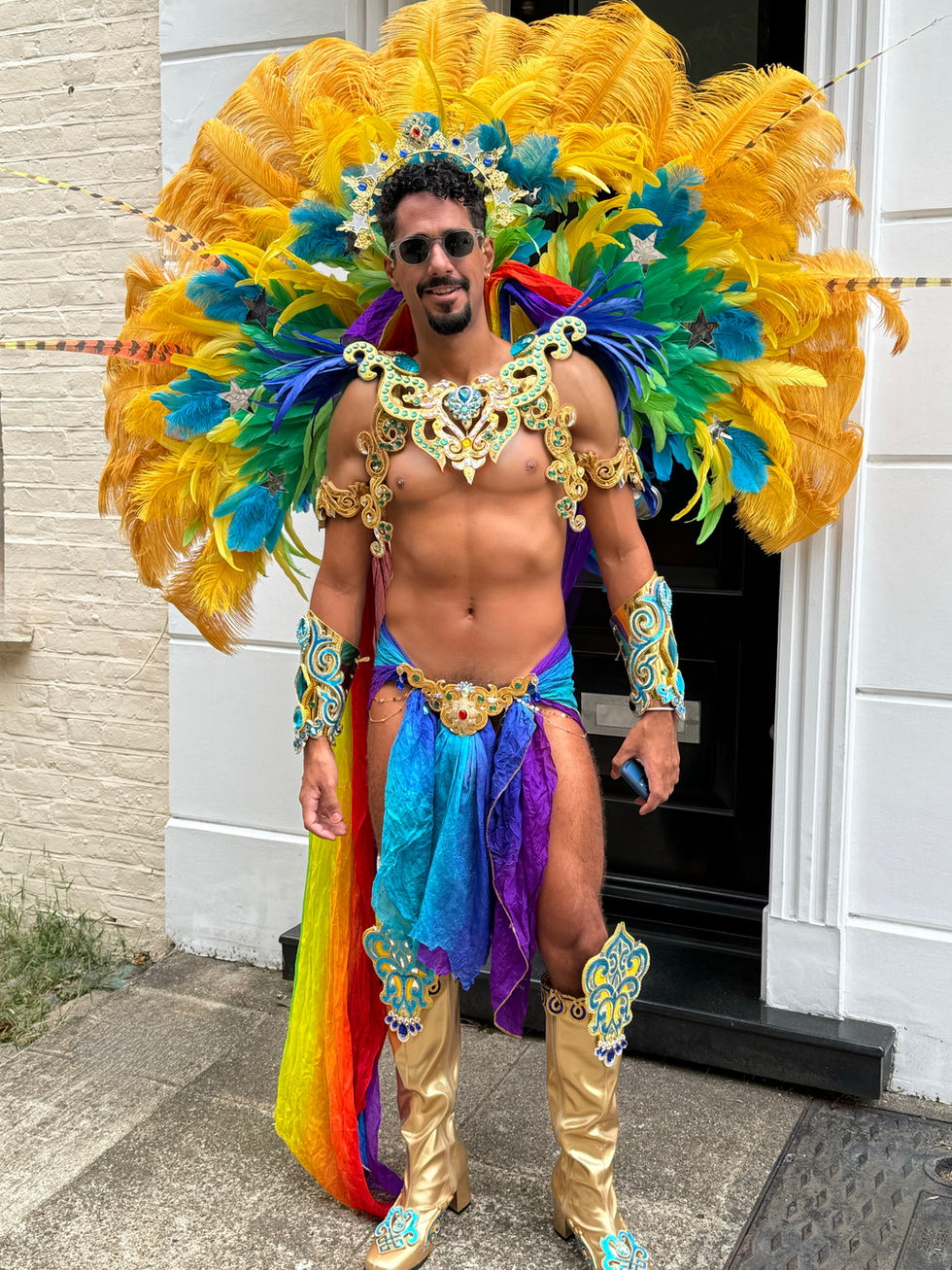 I poured my heart and so much effort into creating this costume to bring a little bit of Brazil’s colour, joy, and energy to Pride in London. 🇧🇷✨ It made me so happy to see the smiles, hear the kind words, and feel the love from complete strangers along the march. 💛💚💙 I’m proud to shine, proud to fight, proud to simply be ME. 🌈💥 The fight continues — but so does the joy.