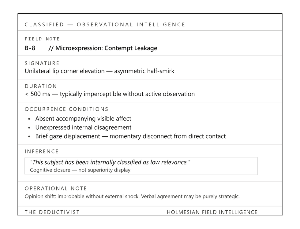 Dark infographic labeled CLASSIFIED, about contempt leakage, with sections on signature, duration, occurrence, inference, and note