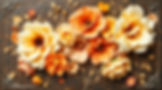 Watercolor hero image for a website. Bohemian floral design in golds, creams, oranges, pin