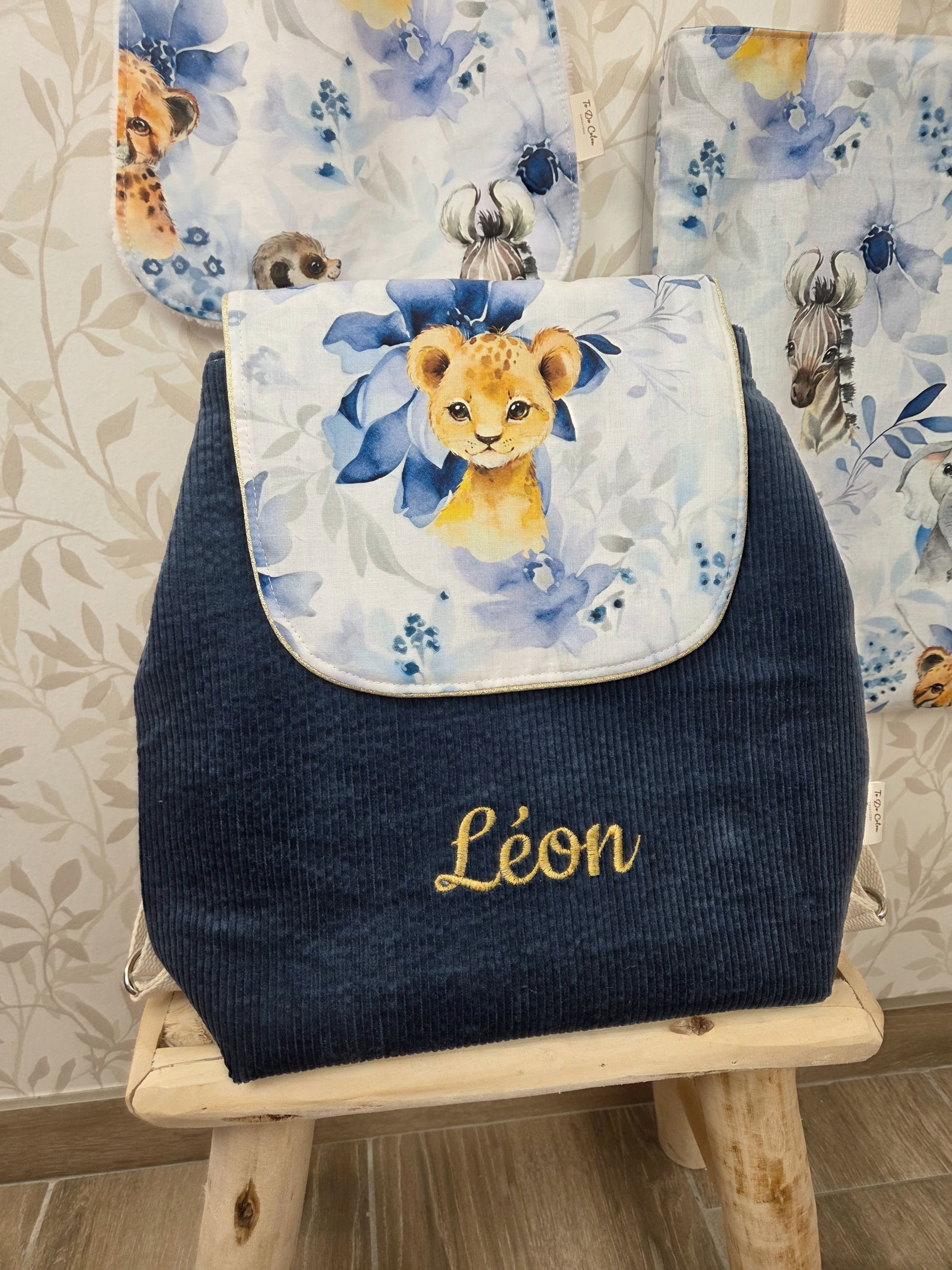 SAC A DOS"Jungle bleu"