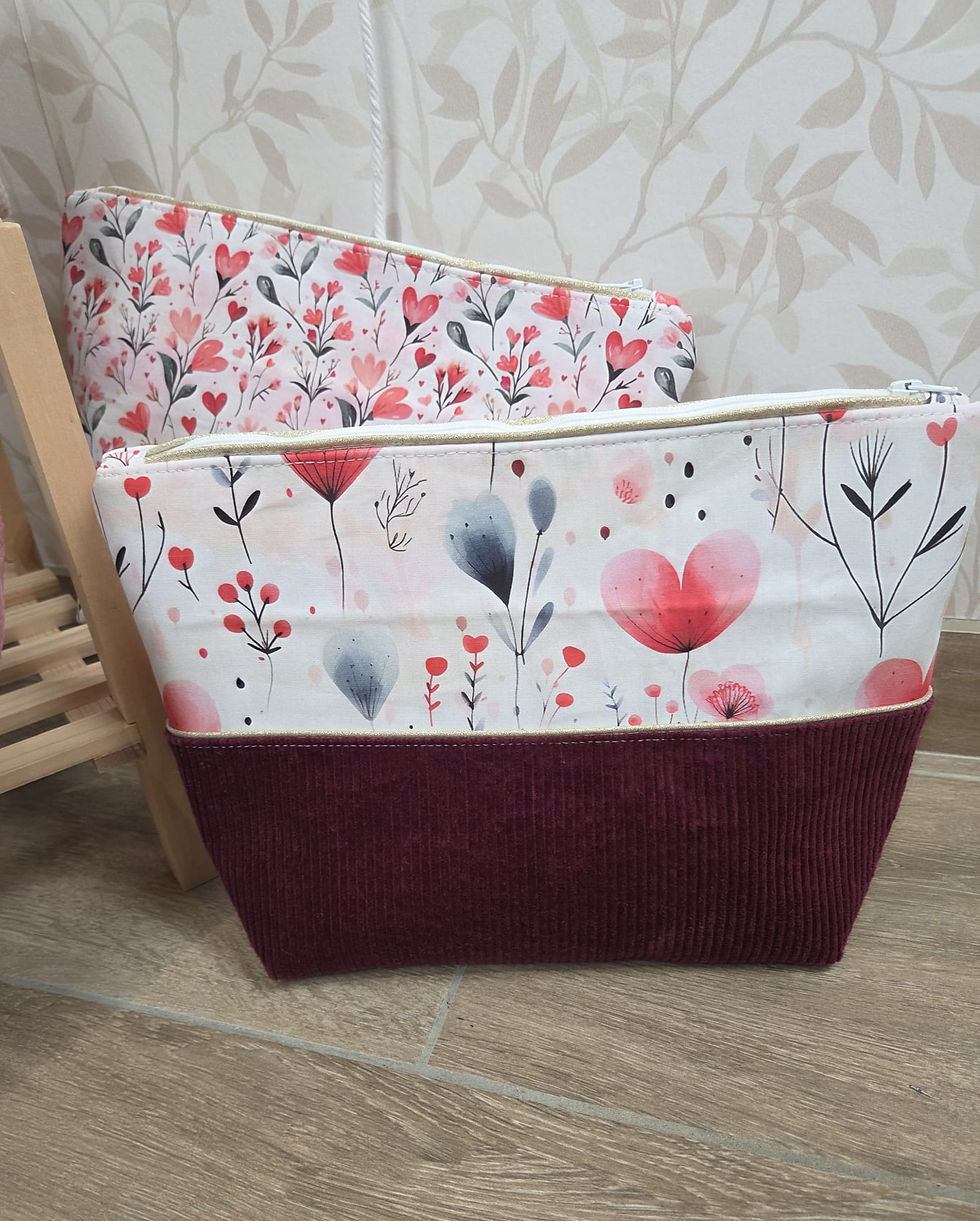 trousse de toilette fleur et coeur