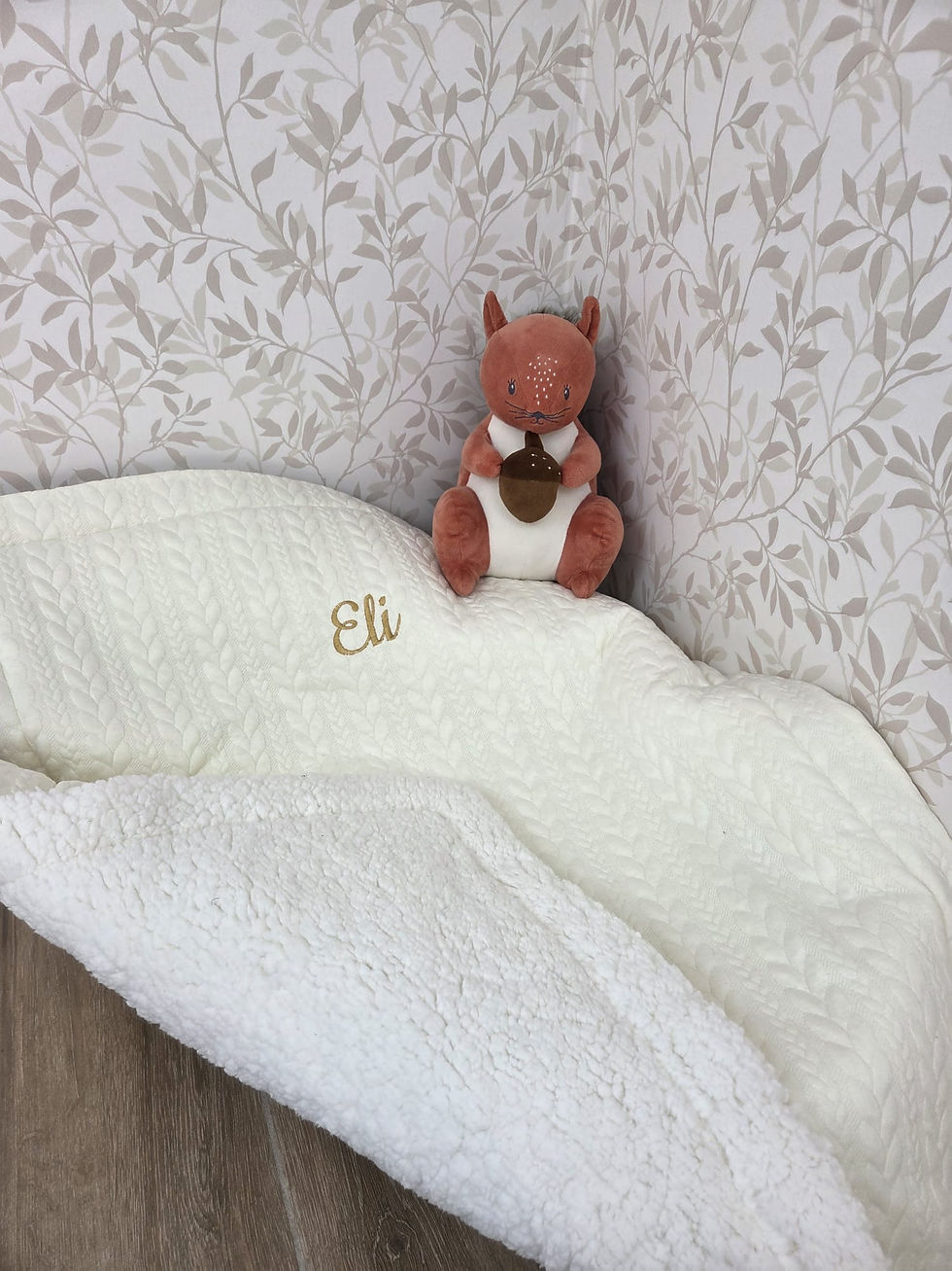 Couverture personnalisée bébé jersey torsades