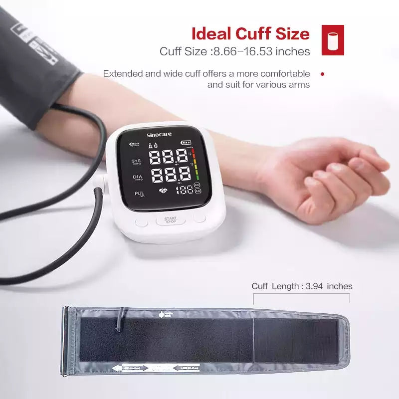 Thumbnail: Sinocare Portable Blood Pressure Monitor Tonometer Automatic Upper Arm LED