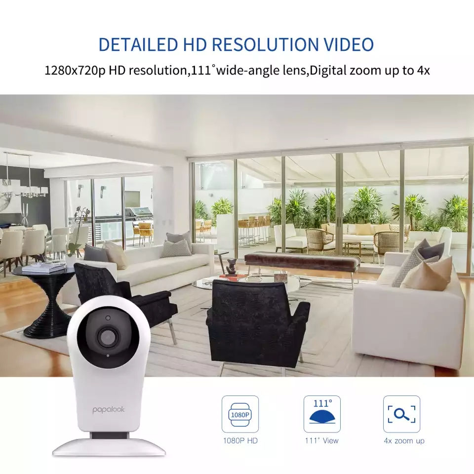 Thumbnail: PAPALOOK S1 Babymonitor 1080P HD, Two-way Audio IP Camera 4x Zoom