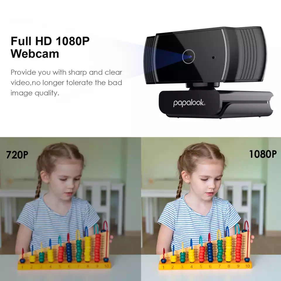Thumbnail: Papalook 1080p Webcam with Stereo Microphones, FHD 30FPS USB Web Camera,