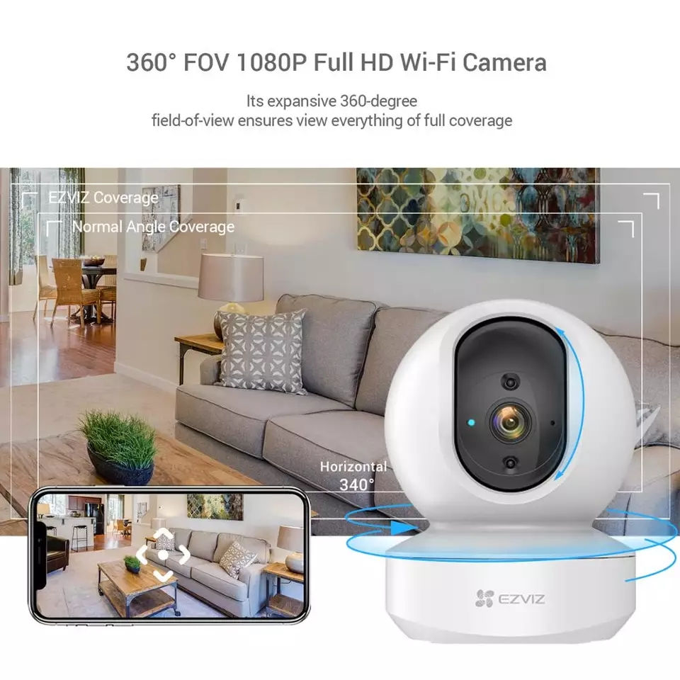 Thumbnail: EZVIZ Security Camera 1080p PanTilt Zoom Wireless IP Surveillance