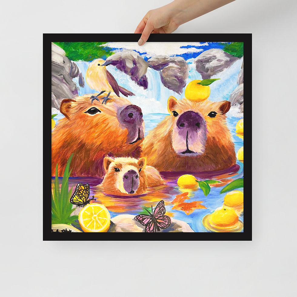 Thumbnail: Capybara Citrus Soak Framed Print